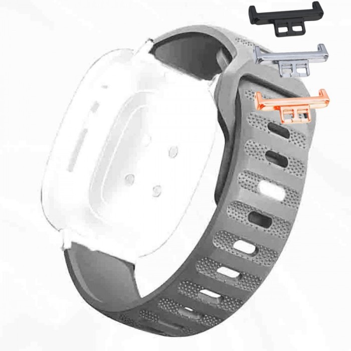 Curea silicon, compatibila Huawei Watch Fit 1, cu adaptor dedicat, Silver Whisper