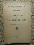GIORGIO TESORO - LA PSICOLOGIA DELLA TESTIMONIANZA - BOCCA ED. - 1929