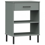 Cumpara ieftin Dulap consola cu picioare metalice &bdquo;OSLO&rdquo;, gri, lemn masiv pin