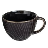 Cana Ceramică Negru Efect Perlat cu Model Dungi Diagonale, CMCLASS