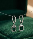 Cumpara ieftin Cercei din Argint 925 Rodiat cu Zirconiu Verde Smarald si Anturaj de Cristale, 2.5cm