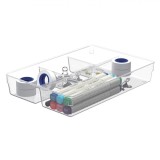 Organizator Sertare, Model 4 Compartimente, Plastic, Dimensiuni 33x23x6cm, Transparent, Oem