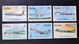 Cuba 1988 Istoria Zborurilor Transatlantice Cubana de Aviaci&oacute;n Serie Completa 6v Ștampilat Habana - A90