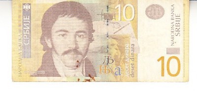 B11 5 - Bancnota foarte veche - Serbia - 10 dinarI - 2011 foto