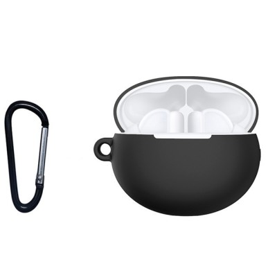 Husa pentru protectia castilor stereo wireless Huawei FreeBuds 4i, culoarea neagra cu carlig prindere foto