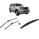 Cumpara ieftin Set 3 stergatoare NISSAN PATHFINDER III VAN (R51_) din 2013 - 2014, pentru parbriz si luneta fata si spate auto, Bosch Twin, din cauciuc siliconat rez