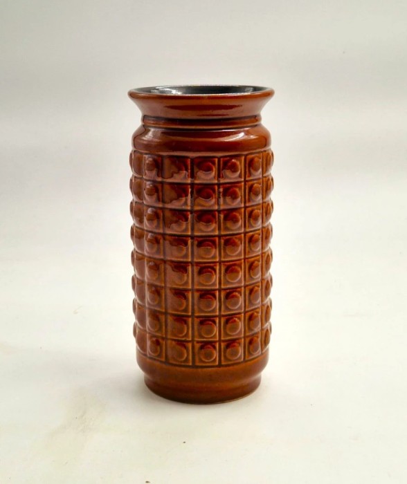 Vaza Ceramica Glazurata Germania Mid Century Modern Maro 18 cm
