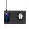 Mouse Pad cu Incarcare Wireless Qi, Bubm, Textura Micro-fibra, 20 x 32 cm, Negru