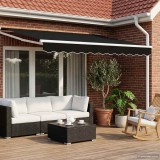VidaXL Marchiza electrica retractabila 3x2.5m Negru cu panou solar si telecomanda