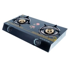 Plita pe gaz GPL PROFI, 2 arzatoare, 70 x 38 cm, sticla securizata, Negru