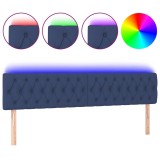 Cumpara ieftin Tablie de pat cu LED, albastru, 200x7x78/88 cm, textil