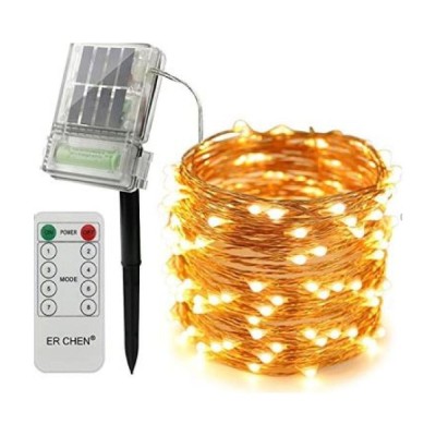 Instalație Crăciun Solară 200 LED Alb Cald, 10m foto