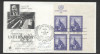 UN New York 1958 Central Hall London Mi.68 x 4 FDC UN.185