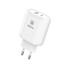 Incarcator Retea Baseus Bojure Series 32W pentru iPhone Cablu USBC PD to Lightning inclus QuickCharge 30 3 Amperi Alb foto