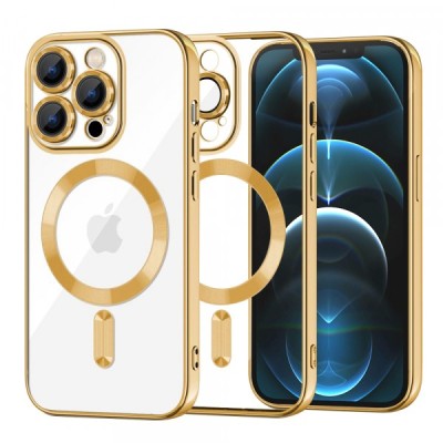 Husa MagSafe pentru Apple iPhone 12 Pro Max, Techsuit, Luxury Crystal, Aurie foto