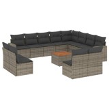 Cumpara ieftin Set mobilier de gradina cu perne, 13 piese, gri, poliratan