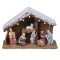 Decorațiune Crăciun Iesle LED, 5 LED-uri, 7 Figurine, Lemn și Porțelan, 26x10.5x18cm