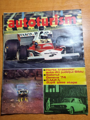 autoturism iunie 1974-harta traseelor auto jud. sibiu,formula 1,dacia 1300 foto