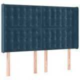 Cumpara ieftin Tablie pat cu urechi albastru inchis 147x16x118/128 cm catifea