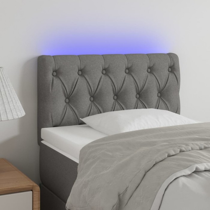 Gossi tablie de pat cu led, gri deschis, 80x7x78/88 cm, textil