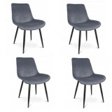 Scaune stil scandinav, catifea, metal, gri, set 4 buc, 54x61x83 cm, Viva GartenVIP DiyLine