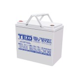 Acumulator 12V GEL Deep Cycle, Dimensiuni 229 x 138 x 208 mm, Baterie 12V 57Ah M6, TED Electric TED003393