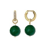 Cumpara ieftin Cercei Argint 925 placat aur, agat verde smarald fatetat, zirconiu, 3cm, Harmony, saculet catifea, Made in Italy