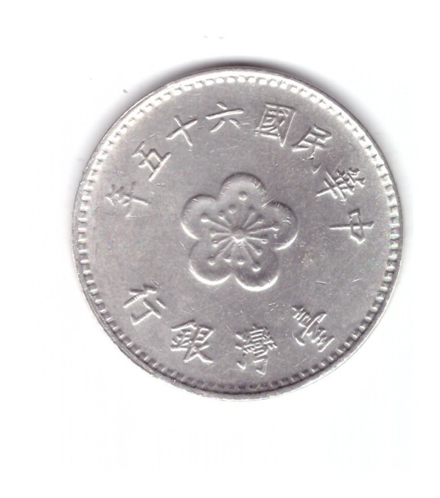 Moneda Taiwan 1 new dollar/dolar 1976, stare foarte buna, curata