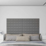 Cumpara ieftin Panouri de perete 12 buc. gri 90x15 cm piele ecologică 1,62 m&sup2;