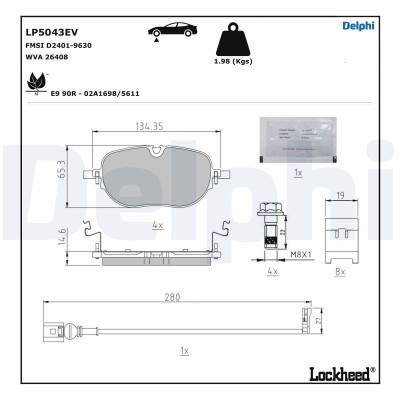 DELPHI LP5043EV set placute frana,frana disc foto