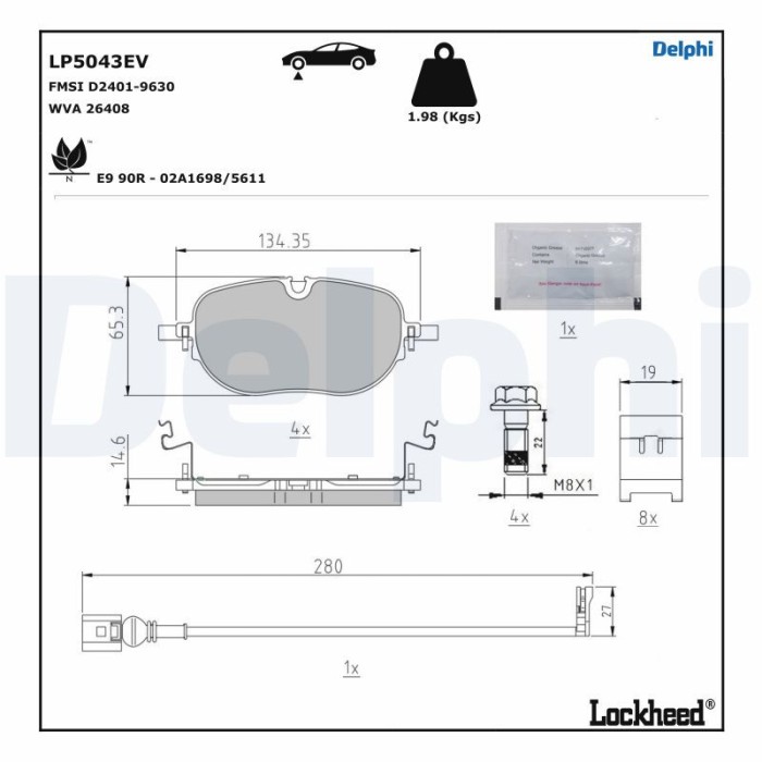 DELPHI LP5043EV set placute frana,frana disc