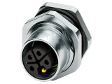 Conector M12 mamă, 5 pini, drept, THT, 63V, 16A