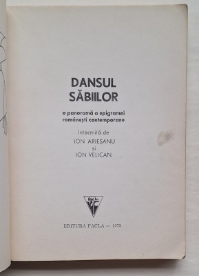 Dansul săbiilor &amp;ndash; antologie de epigrame, Facla 1975, format mic, 174 p. foto