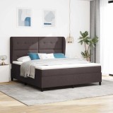 VidaXL Pat cu arcuri cu saltea Maro &icirc;nchis 180 x 200 cm țesătură