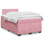 VidaXL Pat box spring cu saltea, roz, 120x200 cm, catifea 3288581