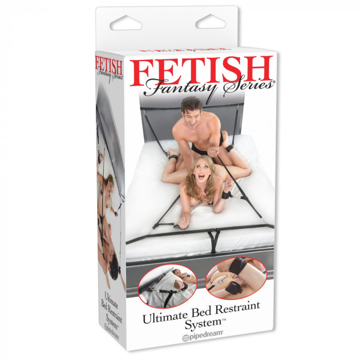 Sistem imobilizare pentru pat, Fetish Fantasy Series, Ultimate Bed Restraint System, 4 catuse, curele, nailon, negre, marime universala (DB)