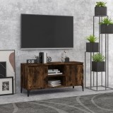 VidaXL Comodă TV, picioare din metal, stejar afumat, 103,5x35x50 cm