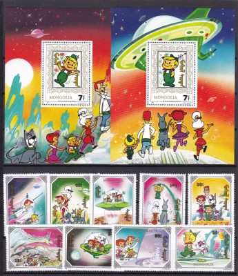 Mongolia 1991 non Disney Jetsons MI 2218-2226 + 2 bl. 160,161 MNH foto