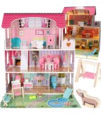 Casa de Papusi din lemn Lulilo Gardeno 70cm cu LED si gradina pentru copii