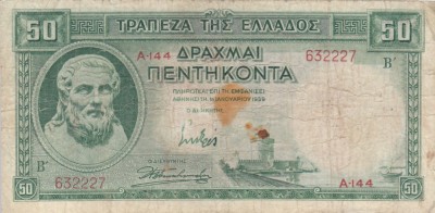 GRECIA 50 drahme 1939 VF-!!! foto