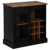 Cumpara ieftin Bufeta HALDEN cu usa glisanta neagra 80x40x80 cm lemn masiv