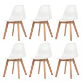 Gossi scaune de bucatarie, 6 buc., alb, plastic