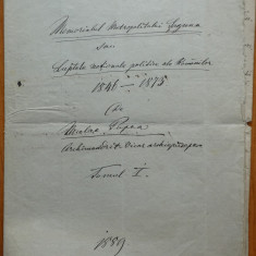 Manuscris Nicolae Popea , Memorialul Mitropolitului Saguna ,Sibiu ,1889 ,13 pag.
