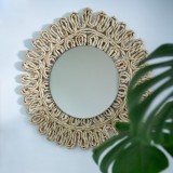 Oglinda Deco Republic rotunda &bdquo;Braids&rdquo;, fibre naturale, 30 cm