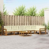 vidaXL Set de canapele de exterior cu pernă 7 pcs Natural și Crem 3367688