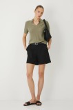 Medicine pantaloni scurti culoarea negru, neted, medium waist
