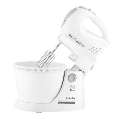 Mixer de mana cu bol ECG, 400 W, 3.5 l, 5 viteze, functie Turbo, bol plastic, accesorii incluse foto