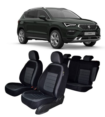 Set Huse scaune auto dedicate SEAT Ateca 2016 - 2020 (Bancheta fractionata si huse cotiere) foto