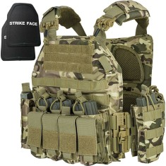 Set Vesta Tactica Multicam + 2 Placi Balistice NIJ IV, Linovit&reg;, pentru Airsoft, Paintball, Tir sportiv, Outdoor, Vanatoare, Material Oxford 1000D, Si