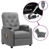VidaXL Fotoliu de masaj electric, gri, piele ecologică